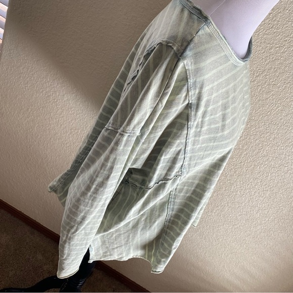 Pilcro The Riley Top Scoop Neck Green Striped Cotton Relaxed Fit 3/4 Sleeves: M - Picture 6 of 12